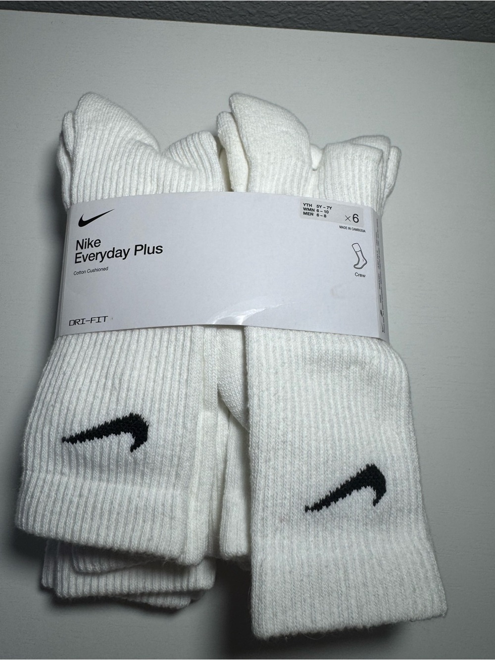 Nike Everyday Plus Crew Socks - White (6 Pack)